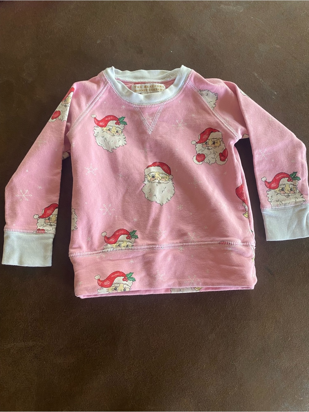 The Beaufort Bonnet Company Pink Santa Print Kids Sweatshirt